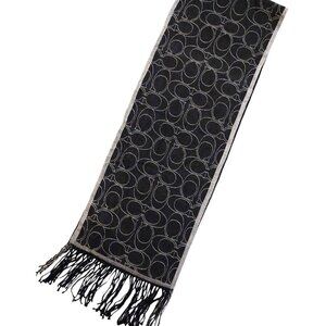 COACH Classic Vintage Black Gray Reversible Monogram Merino Wool Scarf VWT $128